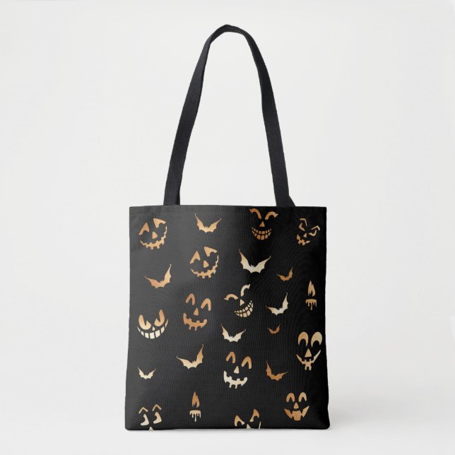Bolso De Tela Divertido miedo Jack O Lantern Calabaza Halloween (Anverso)