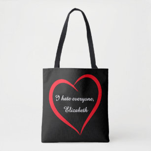 Bolso De Tela Divertido Odio a Todos Nombre Personalizado Introv