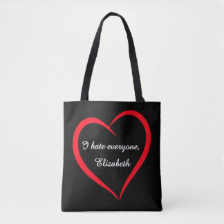 Bolso De Tela Divertido Odio a Todos Nombre Personalizado Introv