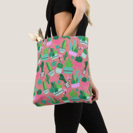 Bolso De Tela Divertido Patrón de Cactus Rosa de Niña Bonita del
