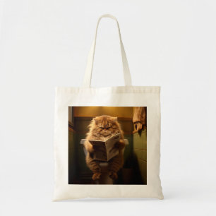 Bolso De Tela Divertido periódico de lectura de gato gordo sobre