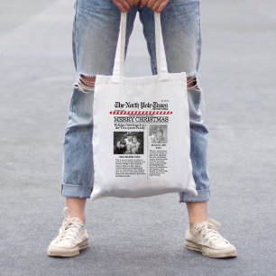 Bolso De Tela Divertido periódico del North Pole Times navidades