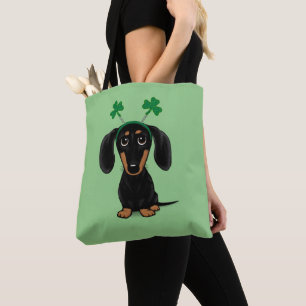 Bolso De Tela Divertido perro del Día de San Patricio Dachshund