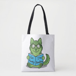 Bolso De Tela Divertido perro verde lindo Aléjate Estoy Leyendo