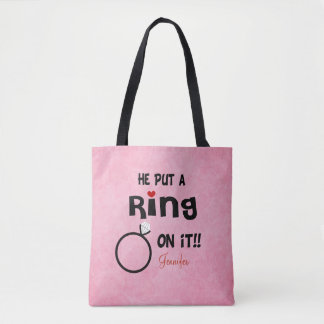 Bolso De Tela Divertido Personalizado Él Puso Un Anillo En Esto