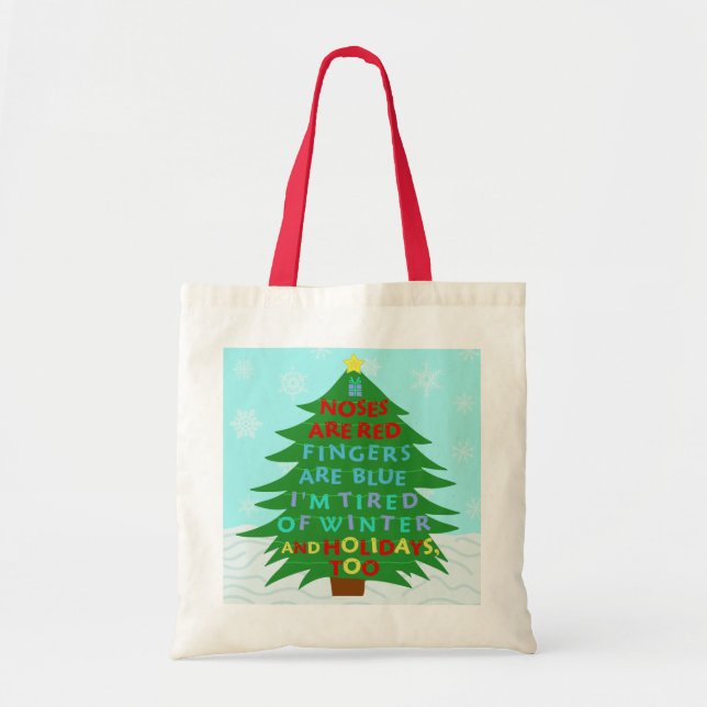 Bolso De Tela Divertido poema de Bah Humbug Navidades (Frente)