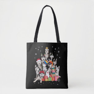 Bolso De Tela Divertido Siberian Husky Árbol de Navidad Amante d