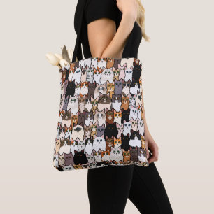 Bolso De Tela Divertido Tantos Gatos y Gatitos Collage