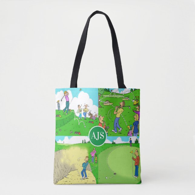 Bolso De Tela Divertido Tema Personalizado Del Golf. (Anverso)