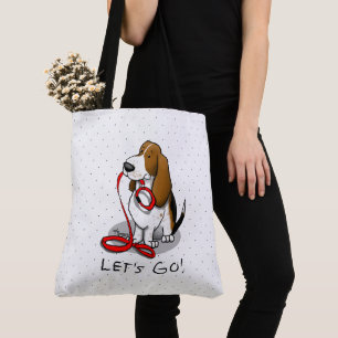 Bolso De Tela ¡Divertido! ¡Vamos! Pasear Basset Hound (tri-color