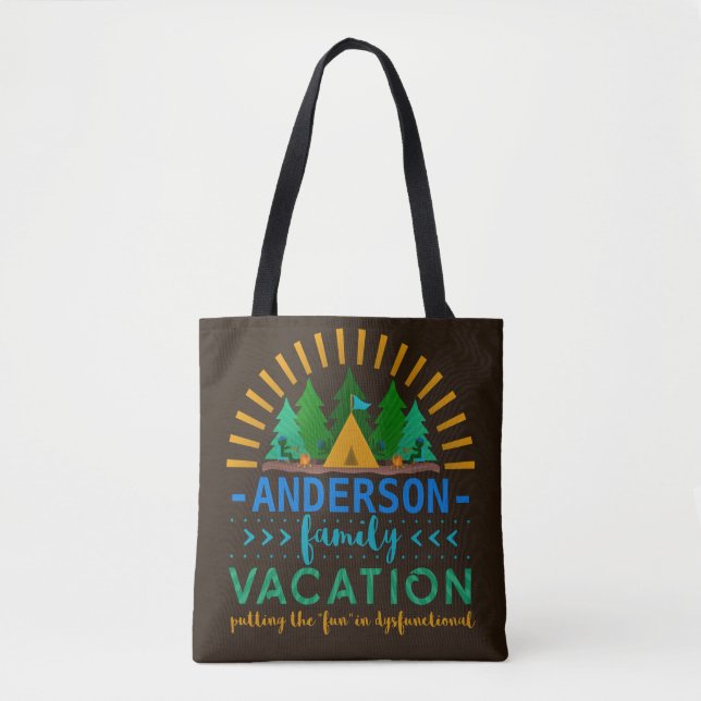 Bolso De Tela Divertido viaje de campamento familiar| Nombre per (Anverso)