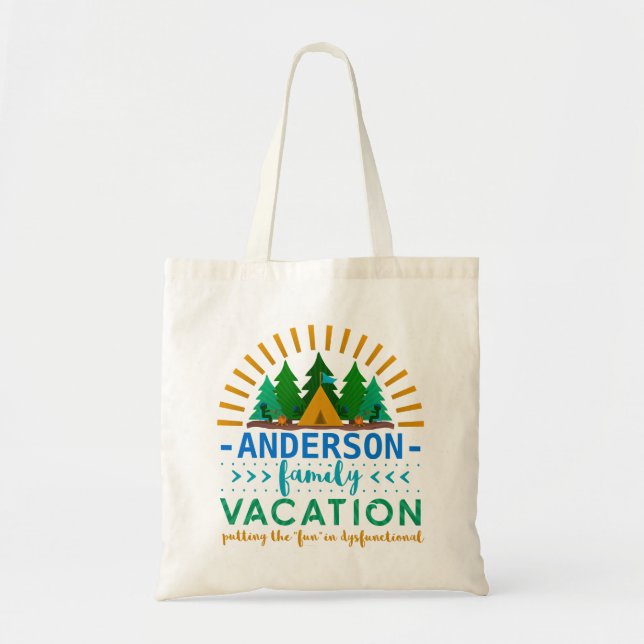 Bolso De Tela Divertido viaje de camping para vacaciones en fami (Frente)