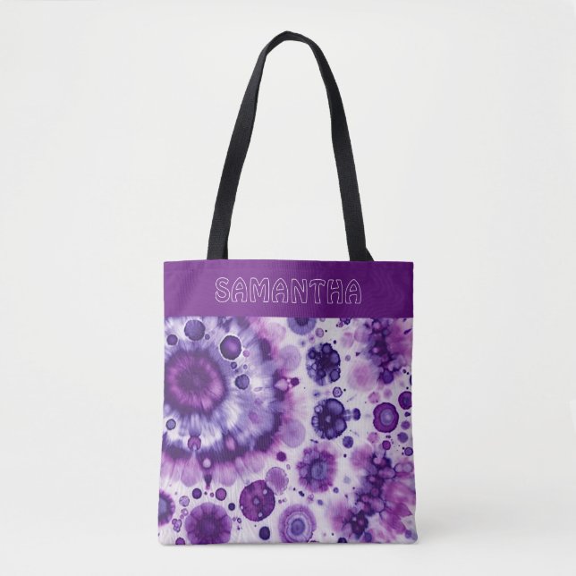 Bolso De Tela Divertido Violeta Púrpura Batik Círculos Patrón de (Anverso)