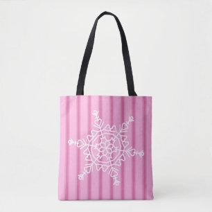 Bolso De Tela Divertido y divertido copo de nieve rosa