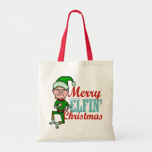 Bolso De Tela Divertidos Navidades de Merry Elfin Bah Humbug