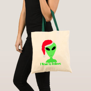 Bolso De Tela Divertidos Navidades de Santa Alien que quiero cre