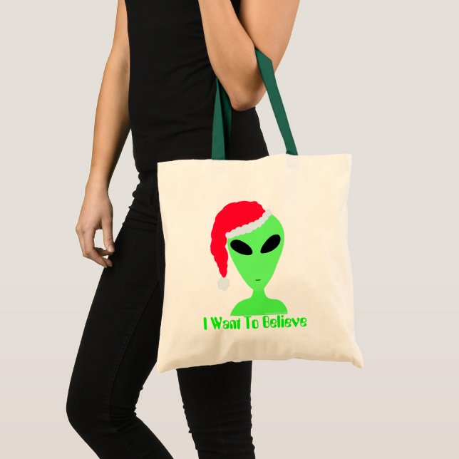 Bolso De Tela Divertidos Navidades de Santa Alien que quiero cre (Anverso (producto))
