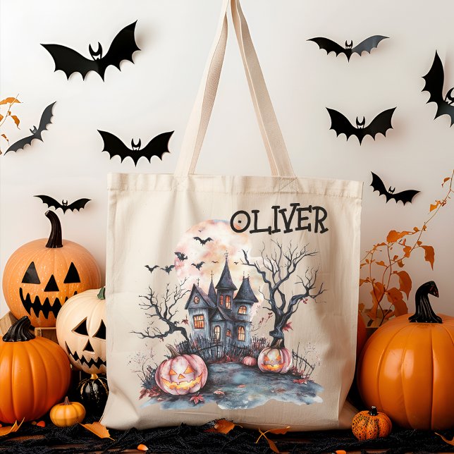 Bolso De Tela Divertidos paisajes de Halloween trucos o Personal (Subido por el creador)