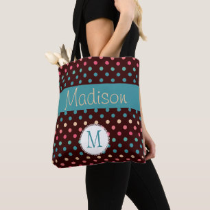 Bolso De Tela Divertidos puntos coloridos Monograma inicial de m
