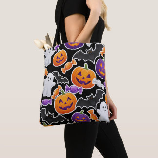 Bolso De Tela Diviértete con el patrón de fantasmas y calabazas,