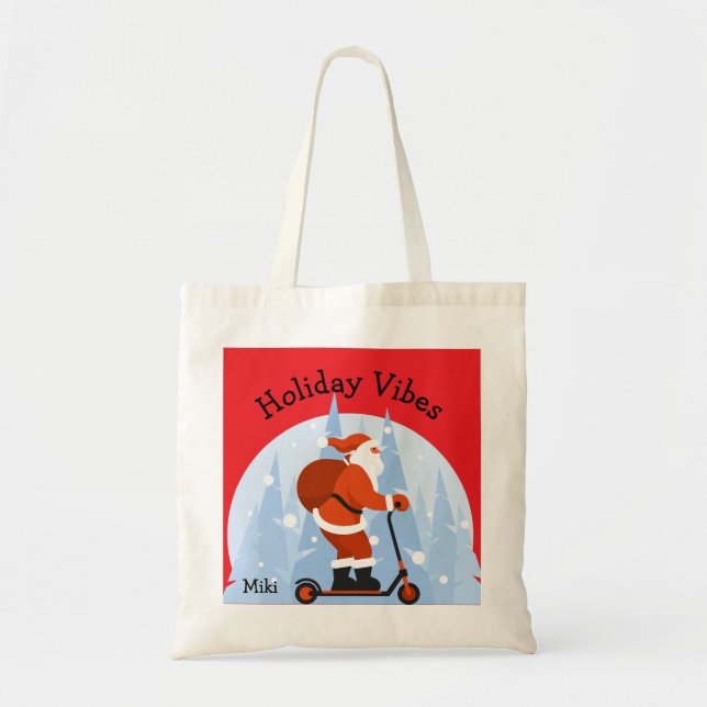 Bolso De Tela Diviértete con Santa Claus moderno divertido de Na (Frente)