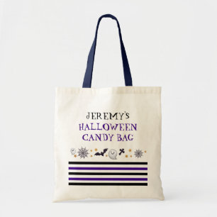 Bolso De Tela Diviértete, Fantasmas Festivos y Rayas Halloween P