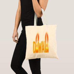 Bolso De Tela Diwali ilumina divertida tipografía con velas