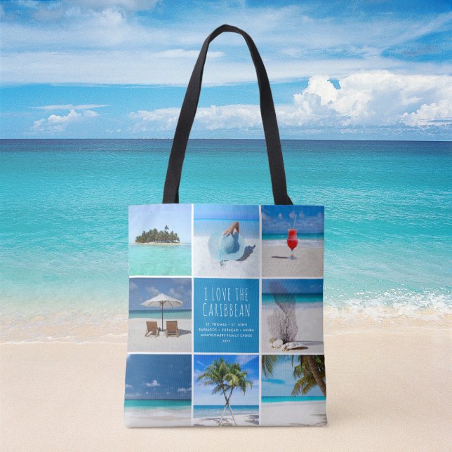 Bolso De Tela DIY Personalizado Collage de fotos de viaje de des (DIY Custom Destination Travel Photo Collage Tote Bag)
