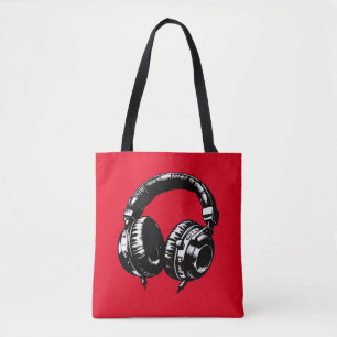Bolso De Tela DJ de audífonos de música negra