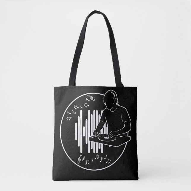 Bolso De Tela DJ Music Silhouette Black and White Art (Anverso)