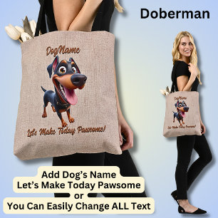 Bolso De Tela Doberman - Añadir nombre de perro, cambiar texto