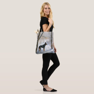 Bolso De Tela Doberman Pinscher Deja que nieve Navidad