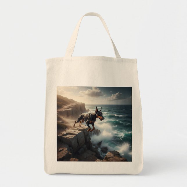 Bolso De Tela Doberman Pinscher Elegant Grocery Tote Bag (Frente)