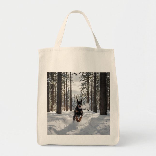 Bolso De Tela Doberman Pinscher Elegant Grocery Tote Bag (Frente)