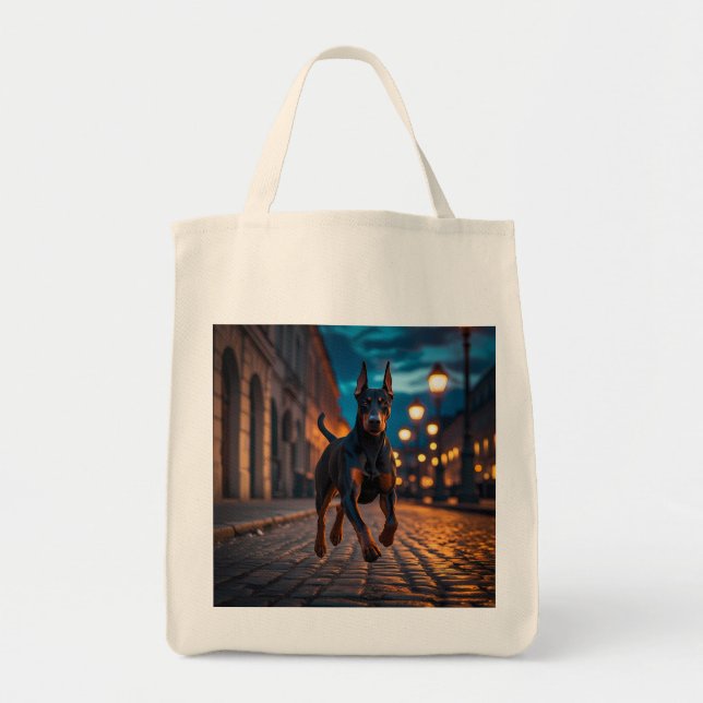 Bolso De Tela Doberman Pinscher Elegant Grocery Tote Bag (Frente)