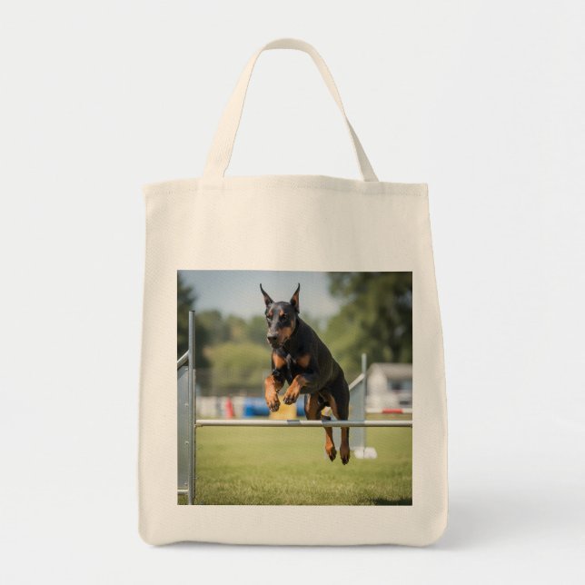 Bolso De Tela Doberman Pinscher Elegant Grocery Tote Bag (Frente)