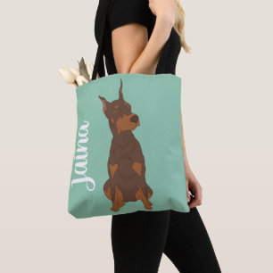 Bolso De Tela Doberman Pinscher Rojo
