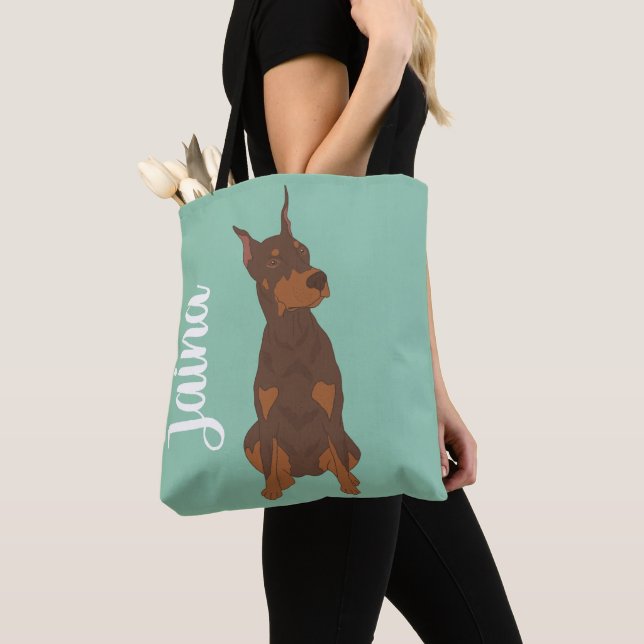 Bolso De Tela Doberman Pinscher Rojo (Detalle)