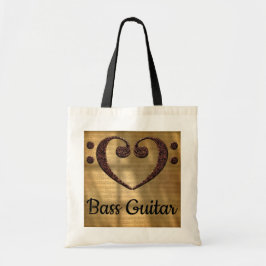 Bolso De Tela Doble Bass Clef Heart Bass Guitar