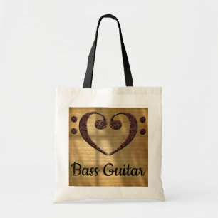 Bolso De Tela Doble Bass Clef Heart Bass Guitar