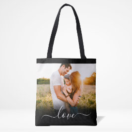 Bolso De Tela Doble cara Foto Amor Texto Negro Carry