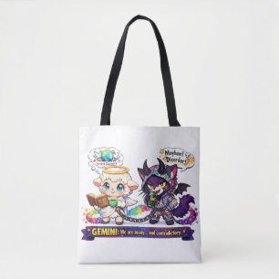 Bolso De Tela Doble divertido del zodiaco Géminis Ángel Cordero 
