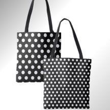 Doble puntos divertidos negro con Tote de punto de