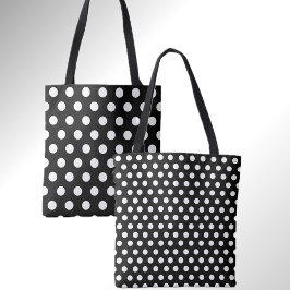 Bolso De Tela Doble puntos divertidos negro con Tote de punto de
