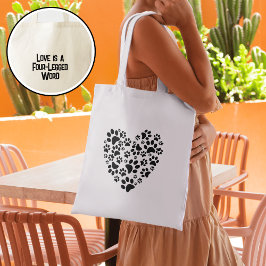 Bolso De Tela Dog Cat Paw Prints Heart Valentine's Day Love