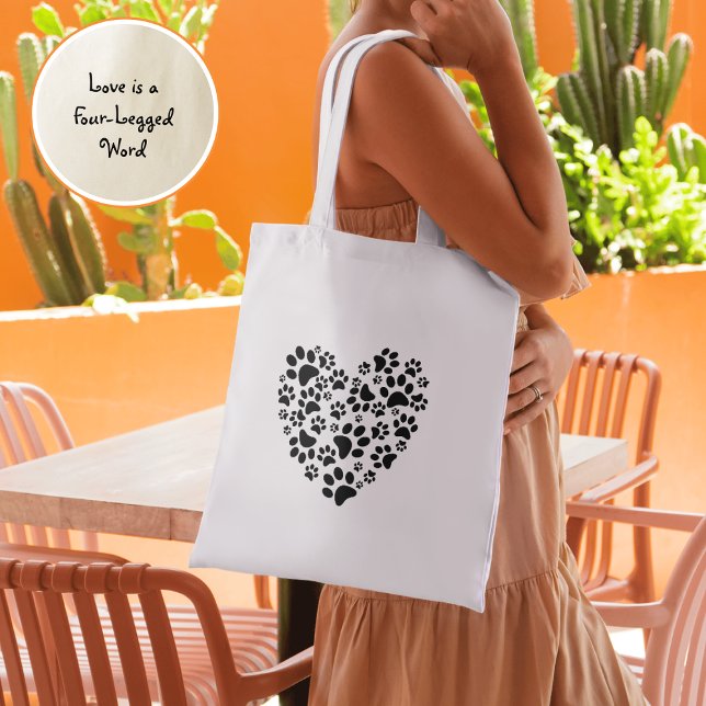Bolso De Tela Dog Cat Paw Prints Heart Valentine's Day Love (Subido por el creador)