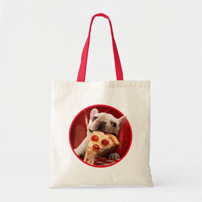 Bolso De Tela Dog Eating Pizza Slice (Frente)