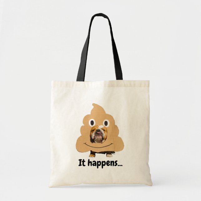 Bolso De Tela Dog in Poop Emoji Costume (Frente)