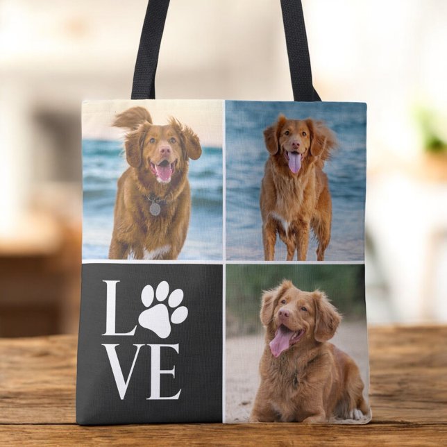 Bolso De Tela Dog Lover Photo Collage Custom Love Cute Pet (Subido por el creador)