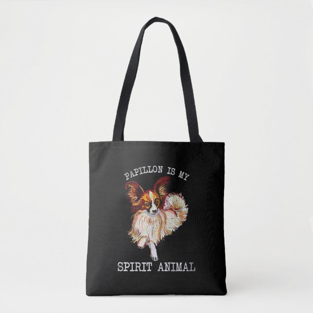 Bolso De Tela Dog Lovers | Papillon es mi animal espiritual (Anverso)